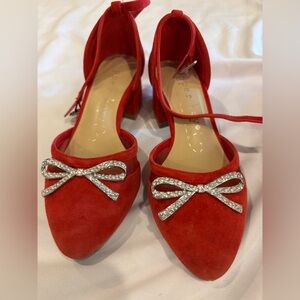 Copper Key Red Heels with Silver Bow size 12